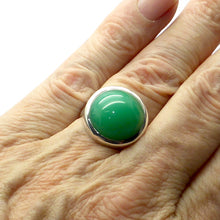 Load image into Gallery viewer, Chrysoprase Ring | Oval Cabochon | 925 Sterling Silver | US Size 7.75, AUS size P | Perfect Apple Green | AKA Australian Jade | Empowering Heart Centred Healer | Psychic Powers | Genuine Gemstones from Crystal Heart Melbourne Australia since 1986
