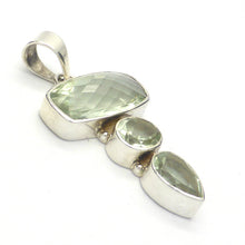 Load image into Gallery viewer, Prasiolite Pendant | 925 Sterling Silver | AKA Green Amethyst | 3 faceted Stones | Genuine Gems from Crystal Heart Melbourne Australia since 1986 