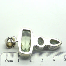 Load image into Gallery viewer, Prasiolite Pendant | 925 Sterling Silver | AKA Green Amethyst | 3 faceted Stones | Genuine Gems from Crystal Heart Melbourne Australia since 1986 
