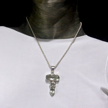 Load image into Gallery viewer, Prasiolite Pendant | 925 Sterling Silver | AKA Green Amethyst | 3 faceted Stones | Genuine Gems from Crystal Heart Melbourne Australia since 1986 