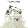 Designer Ring | Genuine Tourmalines | red pink green | 3 round Cabochon set in  925 Silver Swirls | US ring Size 8,9, 10 | Also available in Mixed Stones, Ethiopian Opal and Rainbow Moonstone | Genuine Gems from Crystal Heart Melbourne since 1986