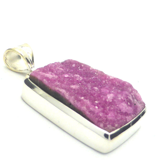 Lovely Cobaltoan or Cobalt Calcite Pendant | Natural Uncut Cluster | Square | Strong 925 Sterling Silver setting with open back | Perfect crystals | Pink Heart Healing colour | 925 Sterling Silver | Congo | Genuine Gems from Crystal Heart Melbourne Australia since 1986
