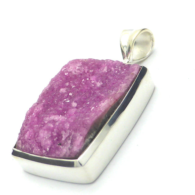 Lovely Cobaltoan or Cobalt Calcite Pendant | Natural Uncut Cluster | Square | Strong 925 Sterling Silver setting with open back | Perfect crystals | Pink Heart Healing colour | 925 Sterling Silver | Congo | Genuine Gems from Crystal Heart Melbourne Australia since 1986