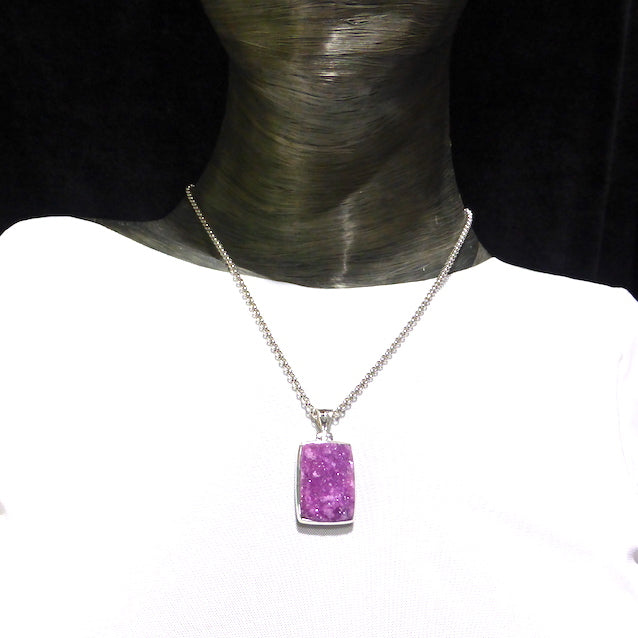 Lovely Cobaltoan or Cobalt Calcite Pendant | Natural Uncut Cluster | Square | Strong 925 Sterling Silver setting with open back | Perfect crystals | Pink Heart Healing colour | 925 Sterling Silver | Congo | Genuine Gems from Crystal Heart Melbourne Australia since 1986