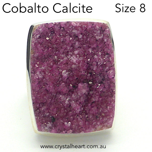 Cobaltoan Calcite Druse Ring, 925 Silver g3