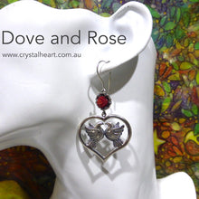 Load image into Gallery viewer, Frida Kahlo Earrings, Dove, Red Coral Rose, 925 Silver