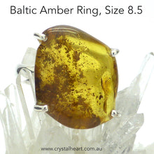 Load image into Gallery viewer, Baltic Amber Freeform Nugget Ring | 925 Sterling silver | US Size 8.5 | AUS Size Q 1/2 | Claw set | Open back | Genuine Gems from Crystal heart Melbourne Australia since 1986