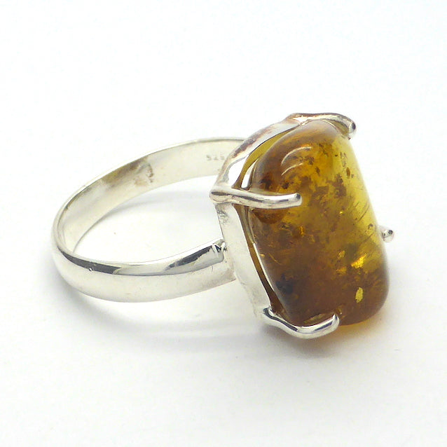 Baltic Amber Freeform Nugget Ring | 925 Sterling silver | US Size 8.5 | AUS Size Q 1/2 | Claw set | Open back | Genuine Gems from Crystal heart Melbourne Australia since 1986