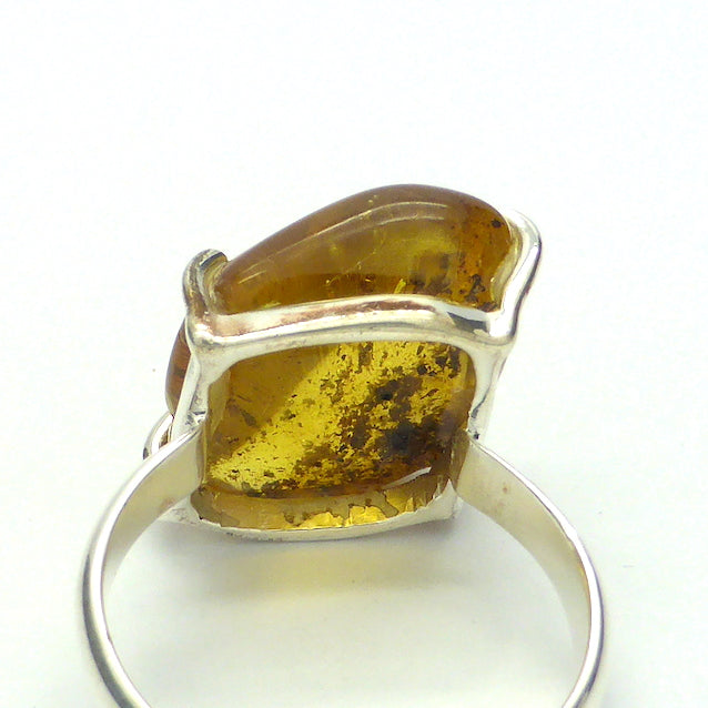 Baltic Amber Freeform Nugget Ring | 925 Sterling silver | US Size 8.5 | AUS Size Q 1/2 | Claw set | Open back | Genuine Gems from Crystal heart Melbourne Australia since 1986