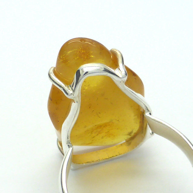 Amber Ring, Baltic, Freeform Nugget, 925 Silver, r5