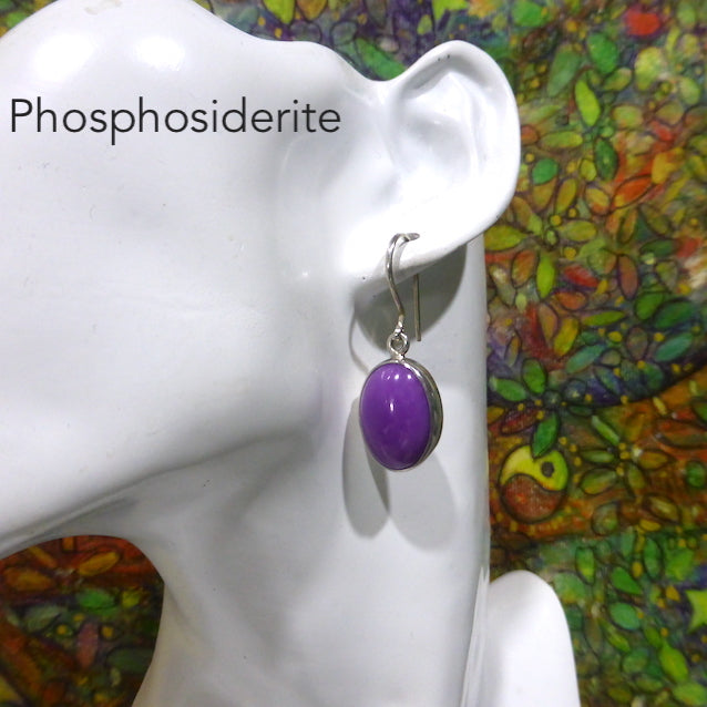 Phosphosiderite Earring | Oval Cabochon | 925 Sterling Silver| Iron Phosphate | Higher Heart & 3rd Eye centre | Genuine Gems from Crystal Heart Melbourne Australia since 1986