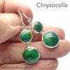Chrysocolla Earrings | Two Round Cabochons set in line | 925 Sterling Silver | Bezel Set | Open Backs | Gaia Stone | Earth from Space |  | Genuine Gems from Crystal Heart Melbourne Australia since 1986