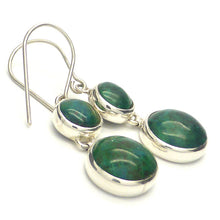 Load image into Gallery viewer, Chrysocolla Earrings | Two Round Cabochons set in line | 925 Sterling Silver | Bezel Set | Open Backs | Gaia Stone | Earth from Space |  | Genuine Gems from Crystal Heart Melbourne Australia since 1986