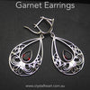 Garnet Earrings | Faceted Teardrop set in 925 Sterling Silver Filigree Basket | Genuine Gems from Crystal Heart Melbourne Australia since 1986