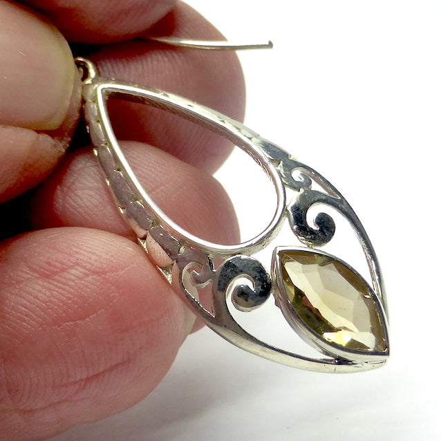 Citrine Earring, Faceted Marquise, 925 Silver Filigree gd1