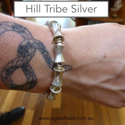 Karen Hill Tribe Silver Bracelet | 99% pure Silver | Authentic traditional design and craftsmanship | Crystal Heart Melbourne Australia since 1986