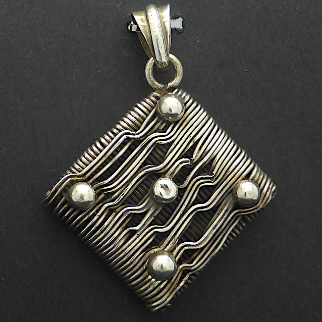 Himalayan Pendant | 925 Sterling Silver Wire Wrap | Diamond Shape | Heavy | Authentic traditional design and craftsmanship | Crystal Heart Melbourne Australia since 1986