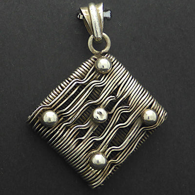 Himalayan Pendant | 925 Sterling Silver Wire Wrap | Diamond Shape | Heavy | Authentic traditional design and craftsmanship | Crystal Heart Melbourne Australia since 1986