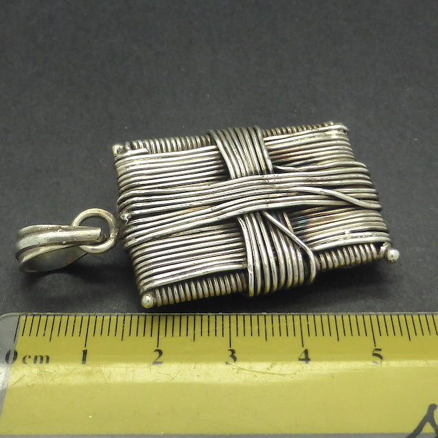 Himalayan Pendant | 925 Sterling Silver Wire Wrap | Diamond Shape | Heavy | Authentic traditional design and craftsmanship | Crystal Heart Melbourne Australia since 1986