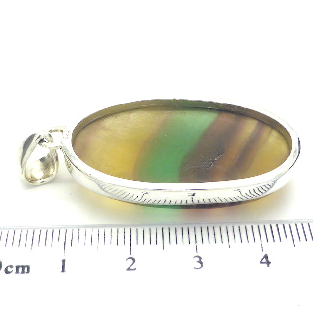 Fluorite Pendant, Rainbow, Oval, 925 Silver, r2