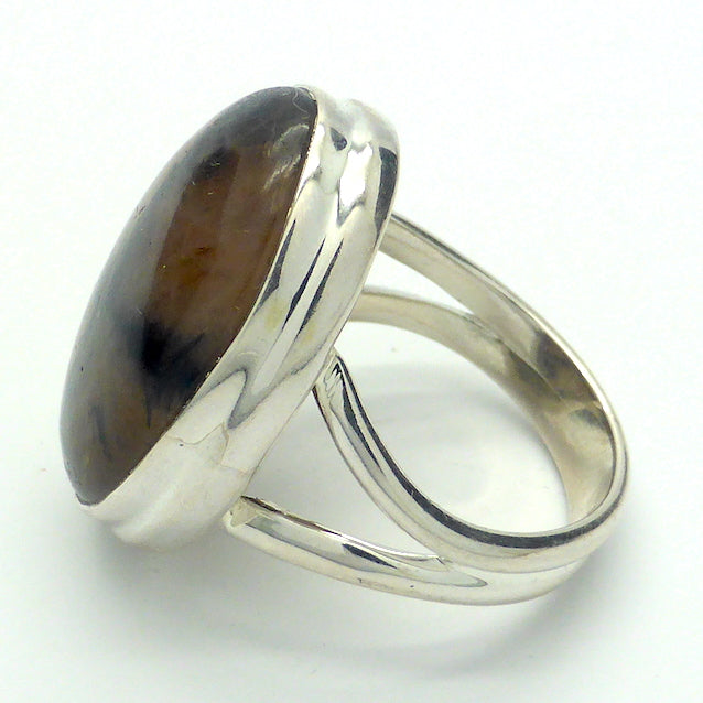 Chiastolite Ring | Oval Cabochon | 925 Sterling Silver | US Size 6 | AUS Size L1/2 | Andalusite Variety | Protection for Travellers | Centred Strength | Crystal Heart Melbourne Australia since 1986