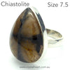Chiastolite Ring | Teardrop Cabochon | 925 Sterling Silver | US Size 7.5 | AUS Size O1/2 | Andalusite Variety | Protection for Travellers | Centred Strength | Genuine Gems from Crystal Heart Melbourne Australia since 1986