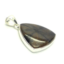 Load image into Gallery viewer, Chiastolite Pendant | Triangle Cabochon | 925 Sterling Silver | Andalusite Variety | Protection for Travellers | Centred Strength | Genuine Gems from Crystal Heart Melbourne Australia since 1986