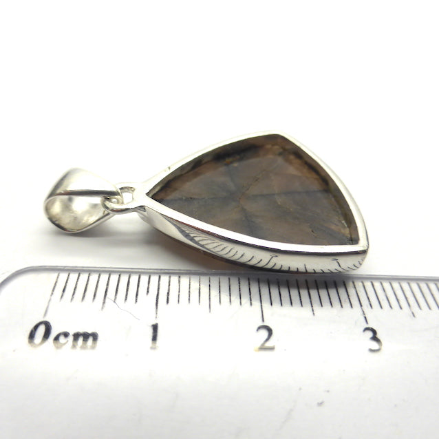 Chiastolite Pendant | Triangle Cabochon | 925 Sterling Silver | Andalusite Variety | Protection for Travellers | Centred Strength | Genuine Gems from Crystal Heart Melbourne Australia since 1986