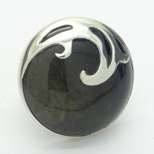 Load image into Gallery viewer, Golden Sheen Obsidian Ring | 925 Sterling Silver Wave Motif | US size adjustable 7 to 9 | Harmony in Chaos | Spiritual revolution | Genuine Gems from Crystal Heart Australia since 1986