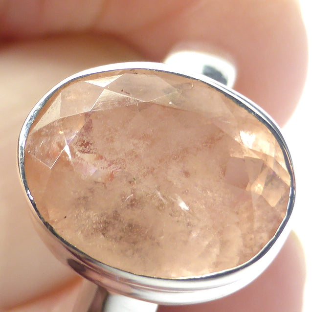 Morganite Gemstone Ring | Faceted Oval | 925 Sterling Silver | Pink variety of Beryl | US Size 8 | AUS P1/2 | Divine Love | Libra Stone | Genuine gems from Crystal Heart Melbourne Australia since 1986