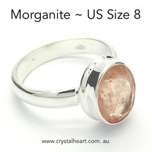 Load image into Gallery viewer, Morganite Gemstone Ring | Faceted Oval | 925 Sterling Silver | Pink variety of Beryl | US Size 8 | AUS P1/2 | Divine Love | Libra Stone | Genuine gems from Crystal Heart Melbourne Australia since 1986
