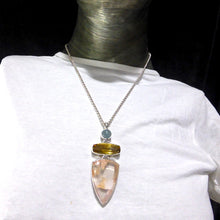 Load image into Gallery viewer, Rose Garden Lodolite Quartz, Natural Citrine and Aquamarine Pendant | 925 Sterling Silver | Flawless A Grade Citrine | Abundant Energy Repel Negativity | Spiritual Vision | Genuine Gems from Crystal Heart Melbourne Australia  since 1986