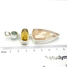 Load image into Gallery viewer, Rose Garden Lodolite Quartz, Natural Citrine and Aquamarine Pendant | 925 Sterling Silver | Flawless A Grade Citrine | Abundant Energy Repel Negativity | Spiritual Vision | Genuine Gems from Crystal Heart Melbourne Australia  since 1986