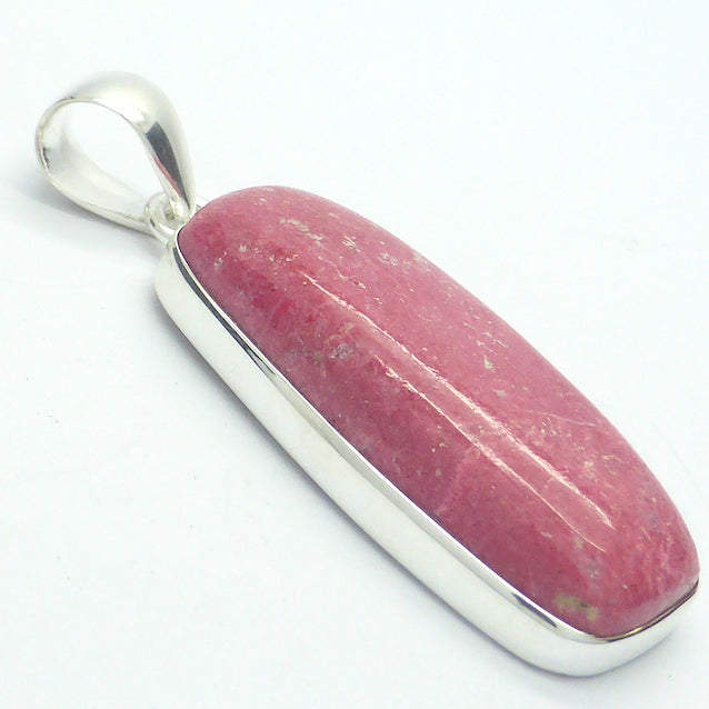 Thulite Pendant | Oblong Cabochon | 925 Sterling Silver |  Simple Bezel | Open Back | Genuine Gems from Crystal Heart Melbourne Australia since 1986