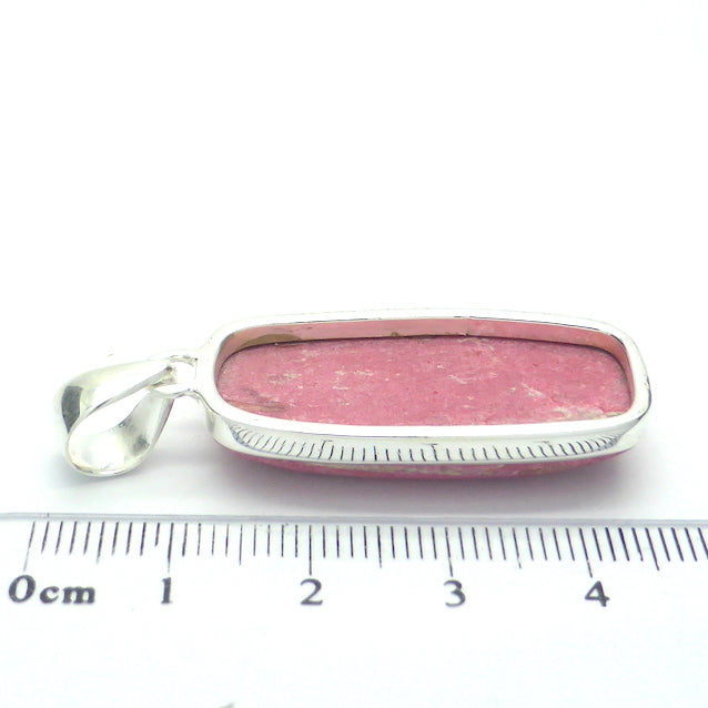 Thulite Pendant | Oblong Cabochon | 925 Sterling Silver |  Simple Bezel | Open Back | Genuine Gems from Crystal Heart Melbourne Australia since 1986