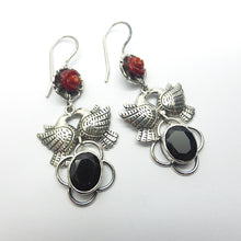 Load image into Gallery viewer, Silver Earring with Turtle Dove and Faceted Black Onyx  | 925 Sterling Silver | Inspired by Frida Kahlo | Genuine Gemstones from Crystal Heart Melbourne Australia since 1986