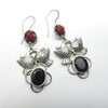 Silver Earring with Turtle Dove and Faceted Black Onyx  | 925 Sterling Silver | Inspired by Frida Kahlo | Genuine Gemstones from Crystal Heart Melbourne Australia since 1986