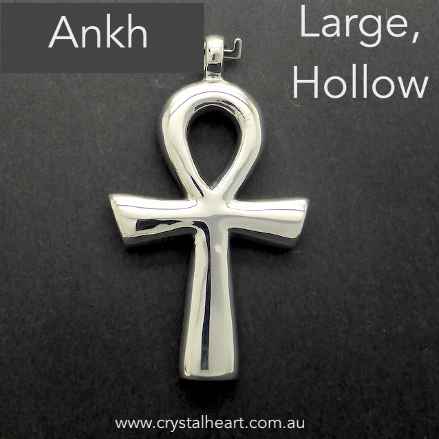 Ankh Pendant | 925 Sterling Silver | Ancient Egyptian symbol of Life, Fertility, Eternity | Large Electroformed Sculpture | Positive Affirmations | Crystal Heart Melbourne Australia since 1986