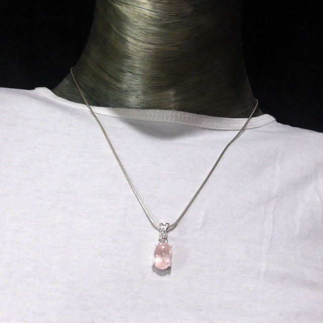 small Morganite Gemstone Pendant | Faceted Oval | 925 Sterling Silver | Claw Set | Pink variety of Beryl | Divine Love | Libra Stone | Genuine gems from Crystal Heart Melbourne Australia since 1986