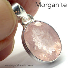 Load image into Gallery viewer, Morganite Gemstone Pendant | Small Faceted Oval | 925 Sterling Silver | Bezel Set | Apricot Pink variety of Beryl | Divine Love | Libra Stone | Genuine gems from Crystal Heart Melbourne Australia since 1986Morganite Gemstone Pendant | Small Faceted Oval | 925 Sterling Silver | Bezel Set | Apricot Pink variety of Beryl | Divine Love | Libra Stone | Genuine gems from Crystal Heart Melbourne Australia since 1986