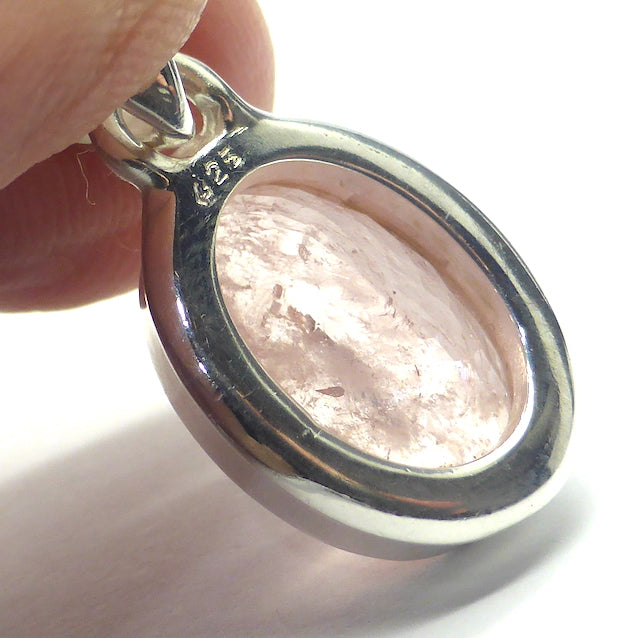 Morganite Gemstone Pendant | Small Faceted Oval | 925 Sterling Silver | Bezel Set | Apricot Pink variety of Beryl | Divine Love | Libra Stone | Genuine gems from Crystal Heart Melbourne Australia since 1986