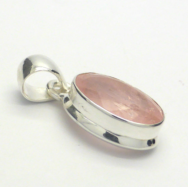 Morganite Gemstone Pendant | Small Faceted Oval | 925 Sterling Silver | Bezel Set | Apricot Pink variety of Beryl | Divine Love | Libra Stone | Genuine gems from Crystal Heart Melbourne Australia since 1986