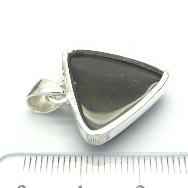 Golden Sheen Obsidian Pendant | Triangle Cabochon | 925 Sterling Silver | Harmony in Chaos | Spiritual revolution | Scrying Stone | Genuine Gems from Crystal Heart Melbourne Australia since 1986