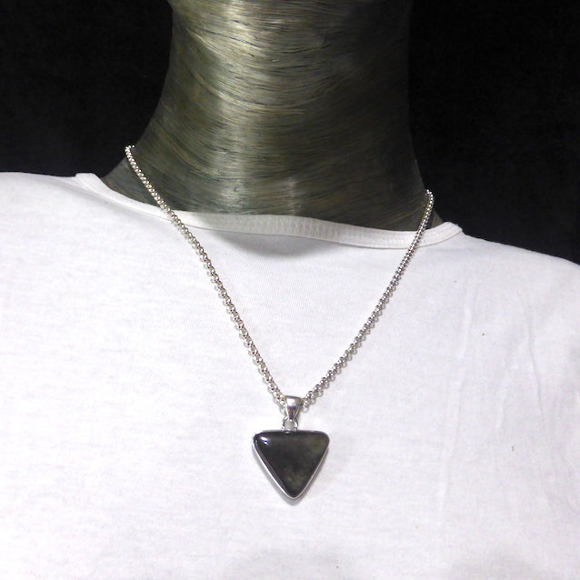 Golden Sheen Obsidian Pendant | Triangle Cabochon | 925 Sterling Silver | Harmony in Chaos | Spiritual revolution | Scrying Stone | Genuine Gems from Crystal Heart Melbourne Australia since 1986