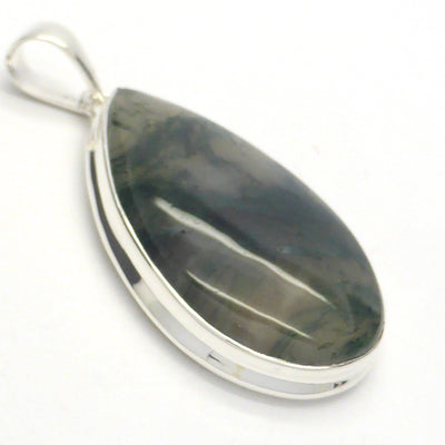 Moss Agate l Pendant | 925 Sterling Silver | Quality Setting | Verdant organic looking inclusions of vivid green Chlorite in Clear Quartz | Balance the Branches in your Path | Clear Lungs | Strengthen Nervous system | Genuine gems from Crystal Heart Melbourne Australia since 1986