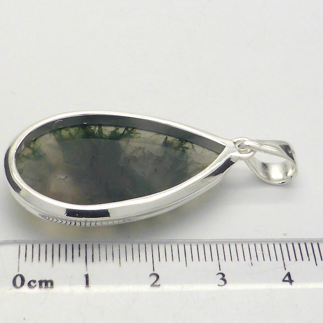 Moss Agate l Pendant | 925 Sterling Silver | Quality Setting | Verdant organic looking inclusions of vivid green Chlorite in Clear Quartz | Balance the Branches in your Path | Clear Lungs | Strengthen Nervous system | Genuine gems from Crystal Heart Melbourne Australia since 1986