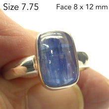 Load image into Gallery viewer, Blue Kyanite Rings |  Cabochons nice colour clarity | 925 Sterling Silver  | Bezel Set Open Back | Uplift and protect the Heart | Doesn&#39;t hold Negativity | Protects from electromagnetic radiation | US Size 6.25,7.25,7.75 | Taurus Libra Aries Gemstone | Genuine Gems from Crystal Heart Melbourne Australia since 1986