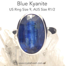 Load image into Gallery viewer, Blue Kyanite Ring, Faceted Oval | 925 Sterling Silver | US Size 9 | AUS or UK Size  R1/2 | Uplift and protect the Heart | Taurus Libra Aries Gemstone | Genuine Gems from Crystal Heart Melbourne Australia since 1986