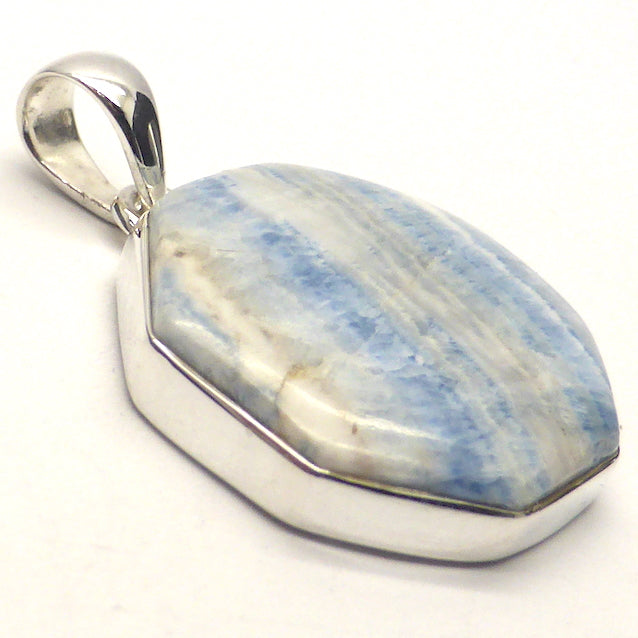 Blue Scheelite | Unusual Octagonal Cabochon | 925 Sterling Silver | Bezel Set | Open Back | Genuine Gems from Crystal Heart Melbourne Australia since 1986