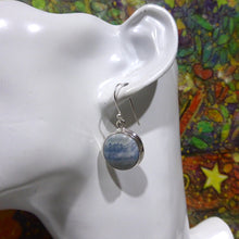 Load image into Gallery viewer, Blue Scheelite Earrings | Cabochon Rounds | 925 Sterling Silver | Bezel Set | Open Back | Genuine Gems from Crystal Heart Melbourne Australia since 1986